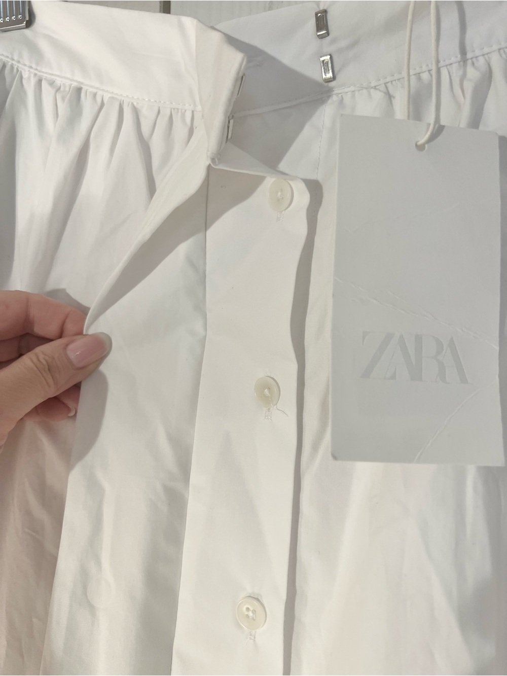 Zara White Cotton Poplin Full A-line Midi Skirt. Button Front. S NWT - Picture 11 of 13